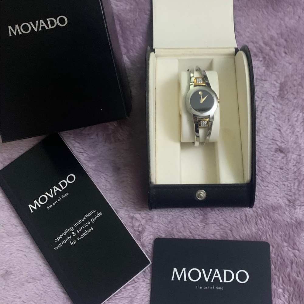 Movado Amorosa 18 Diamonds Black Dial Watch